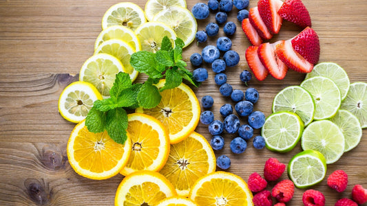 frutas naturales y coloridas.
